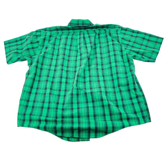 Saddlebred Green Plaid Button-Down Shirt X-Large Cotton/Polyester short sleeves - Picture 1 of 5